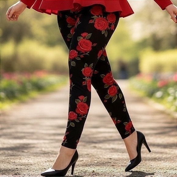 TORRID Roses Print Full Length Leggings w/Pockets NWT Size 3X - Picture 7 of 13